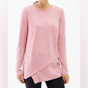 J. JILL Pure Jill Layered Asymmetrical Long Sleeve Tee Sz L Pink Heather Lounge